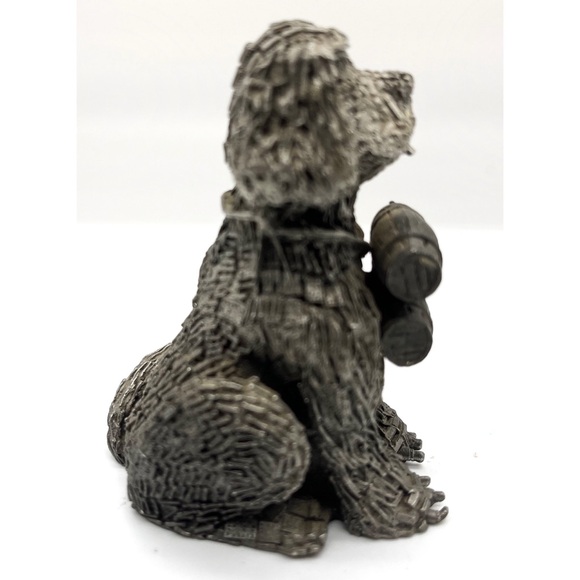 Pewter St Bernard Dog Figurine Collectible Hudson Honeywell Rescue Snow Silver - Picture 5 of 6